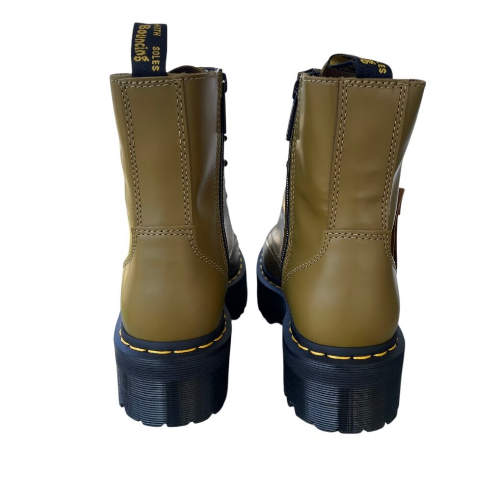 SOLD ✨ Dr. Martens Jadon Platform Boots Olive Green Smooth Leather Women’s 7 NWT - Picture 3 of 7